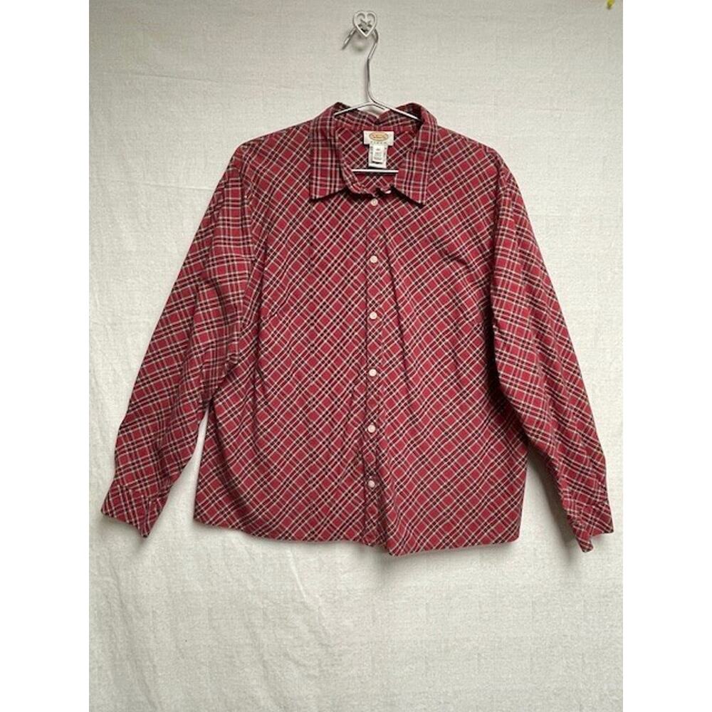 Talbots Red Plaid Button Down Women's Shirt - Size 18W